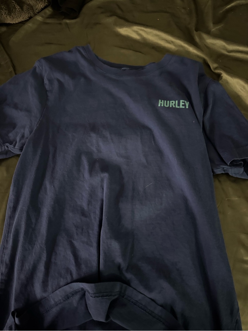 Hurley Navy Blue Tee with Gradient Palm Graphic